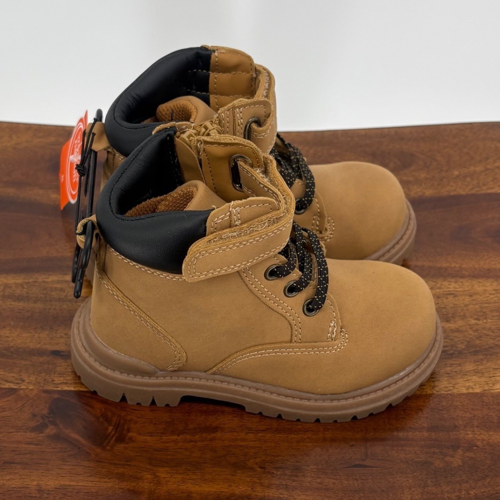 Tan Tucker Boot Toddler Boys Size 8 Work Boots Side Zip Memory Foam NEW